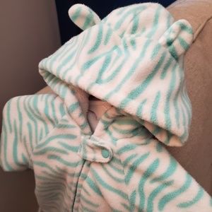 Baby girl fleece hooded jumpsuit